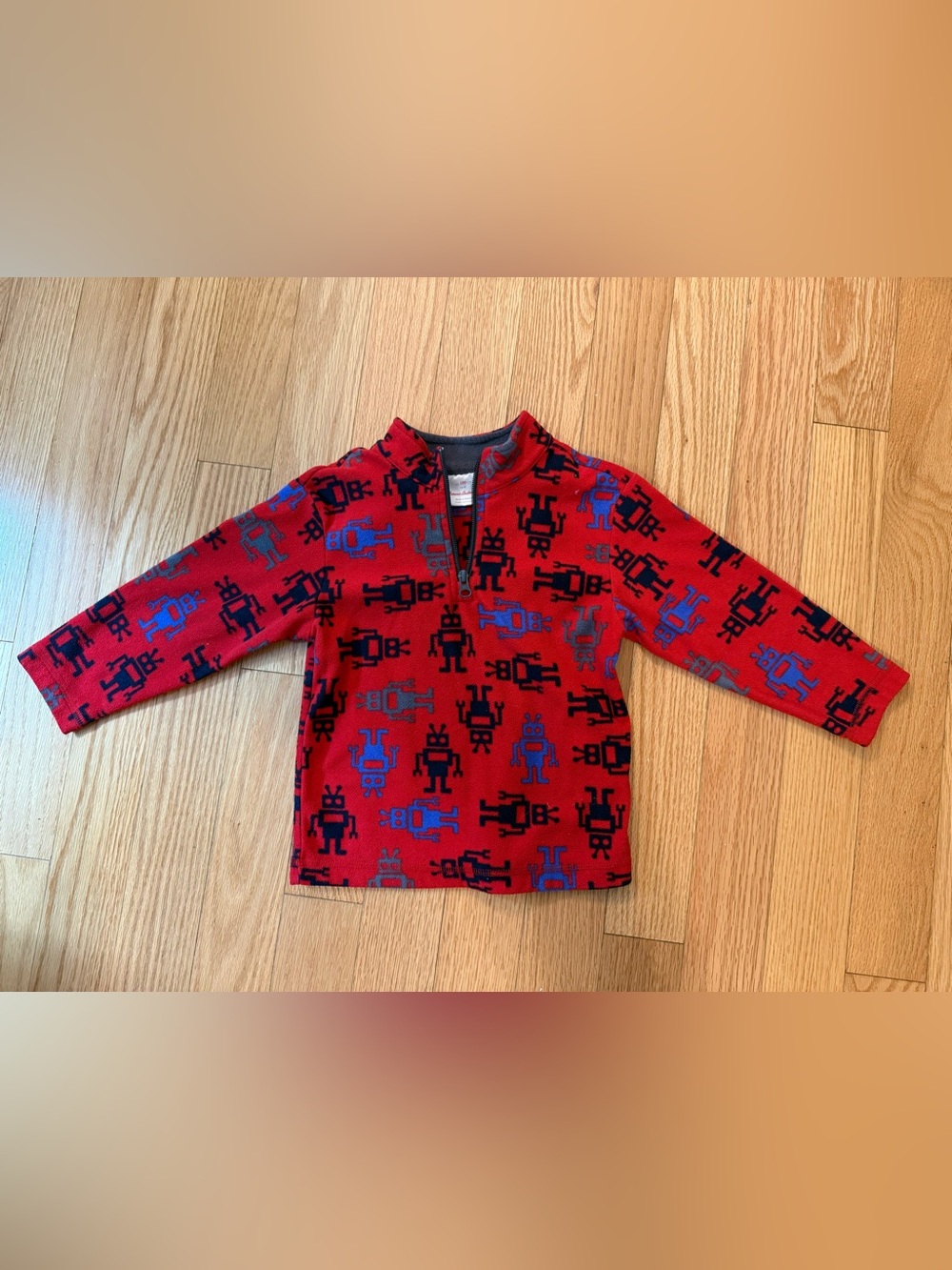 Hanna Andersson Red Robot Print Zip Pullover